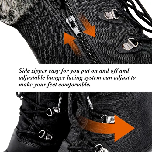 Vista 4 de ALEADER - Botas de nieve de invierno con forro de piel sintética para mujer