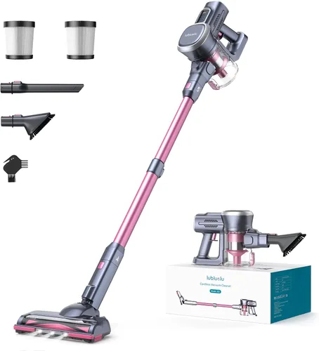 Vista 8 de Lubluelu Aspiradora inalámbrica, aspiradora de palo recargable inalámbrica con motor sin escobillas ligero de 235W, diseño autoportante y manual