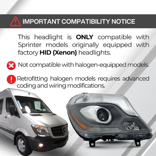 Vista 2 de ALLIGATOR AUTO LIGHTS Conjunto de faros delanteros de repuesto para Mercedes Sprinter 2014 2015 2016 2017 2018, lado derecho/pasajero Faros