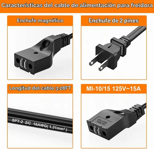 Vista 6 de VASTHOME Repuesto de cable de freidora para freidoras eléctricas Hamilton Beach, Masterbuilt, Butterball, Farberware, Secura y Pukomc - Pieza