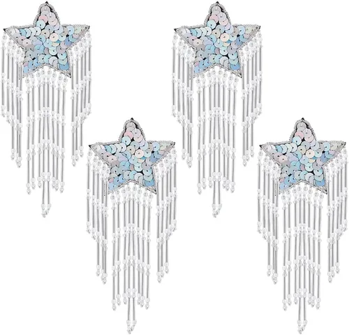Vista 9 de INFUNLY Parches de diamantes de imitación con cuentas de corazón a mano, parches bordados para coser en parches de corazón de cristal para ropa