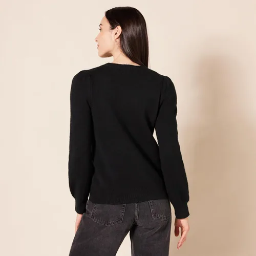 Vista 3 de Tienda Essentials - Suéter de cuello redondo con hombros plisados suave al tacto para mujer