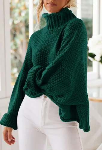 Vista 9 de ZESICA Women's 2024 Turtleneck Batwing Sleeve Loose Oversized Chunky Knitted Pullover Sweater Jumper Tops