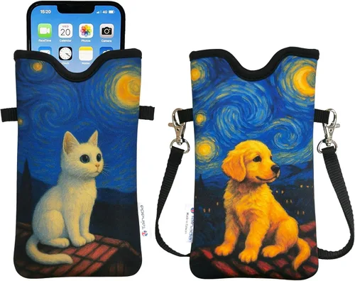 Vista 54 de Tainada Funda Estuche Bolsa de Neopreno para Teléfono para Hombres y Mujeres con Correa Cruzada/Cordón para el Cuello para iPhone 17/16/15 Pro Max