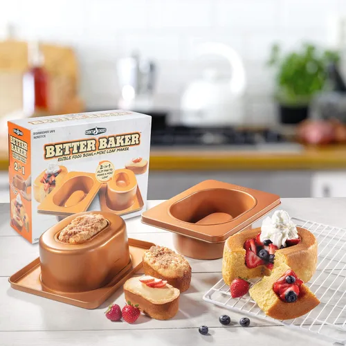 Vista 5 de SCS Direct Cook's Choice Better Baker - Tazón de postre comestible 2 en 1 y mini panificadora con libro de recetas de recetas - Molde para hornear
