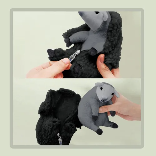 Vista 5 de AGRIMONY Bonitos animales de peluche de oveja afeitada, pequeños peluches de cordero kawaii, juguetes de peluche, regalos divertidos de Pascua San