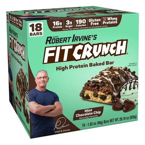 Vista 13 de FITCRUNCH - Barras de proteínas para aperitivo, barra horneada de 6 capas, 4 g de azúcar, sin gluten y centro suave de pastel