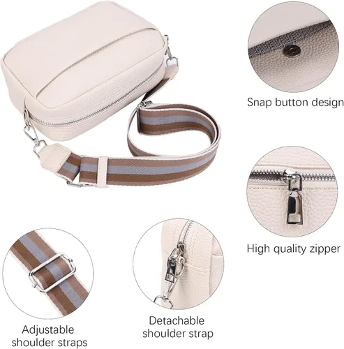 Vista 3 de JQWSVE Bolsos cruzados para mujer, bolso cruzado de moda para cámara, bolso cruzado de cuero genuino, bolso cruzado con correa de guitarra, bolso