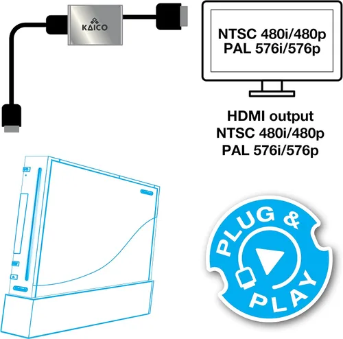 Vista 3 de Kaico Adaptador Wii HDMI para uso con consolas Nintendo Wii - Soporta salida de componentes - Un simple Plug & Play para consolas Nintendo Wii
