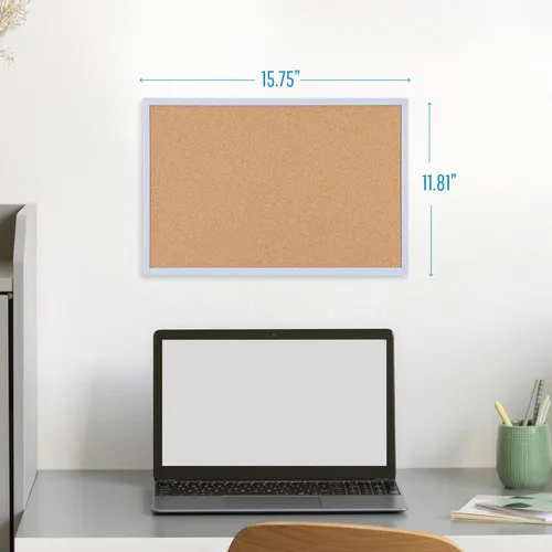 Vista 2 de MasterVision Tablero de anuncios de corcho pastel, 16 x 12 pulgadas, marco azul, tablero decorativo de pared para el hogar, dormitorio o aula