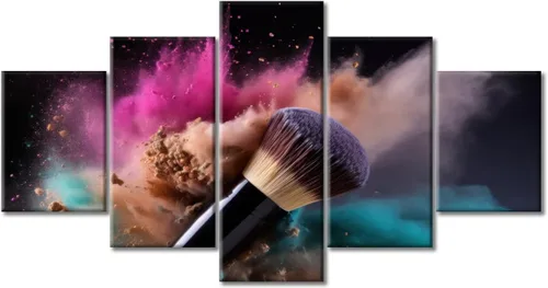 Vista 35 de Póster abstracto de labios de niña, cuadros dorados sobre lienzo, arte de pared, hermosos pósteres e impresiones en lienzo de 5 piezas, arte