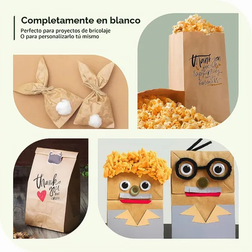 Vista 7 de Culinware Bolsas de papel kraft de 2 libras, bolsas de papel marrón duraderas para aperitivos, sándwich, pasteles, palomitas de maíz, comestibles