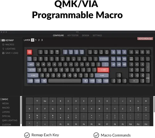 Vista 2 de Keychron Q6 Teclado mecánico personalizado con cable, macro programable QMKVIA, retroiluminación RGB de aluminio de tamaño completo, doble junta