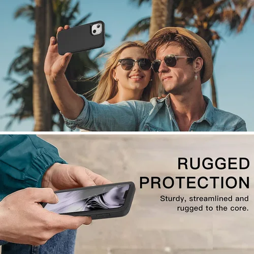 Vista 6 de AICase para iPhone 13/iPhone 14 con funda con clip para cinturón, protector de pantalla, funda protectora resistente de grado militar, protección