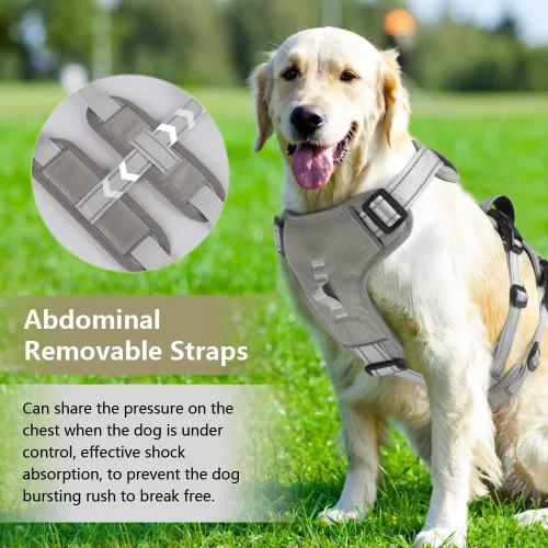 Vista 5 de FEimaX Arnés para perro sin tirones, chaleco acolchado suave para perro con 3 clips para la correa y asa de fácil control, reflectante ajustable sin