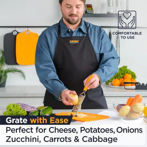 Vista 2 de Deiss PRO - Rallador grueso y rallador de queso de mano, cuchillas afiladas de acero inoxidable, mango antideslizante, rallador de queso pequeño
