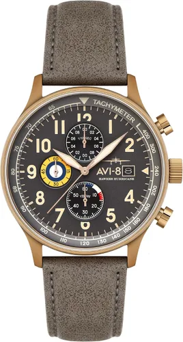 Vista 18 de Reloj analógico AV-4011 Hawker Hurricane, con mecanismo de cuarzo japonés, con correa de piel, de AVI-8