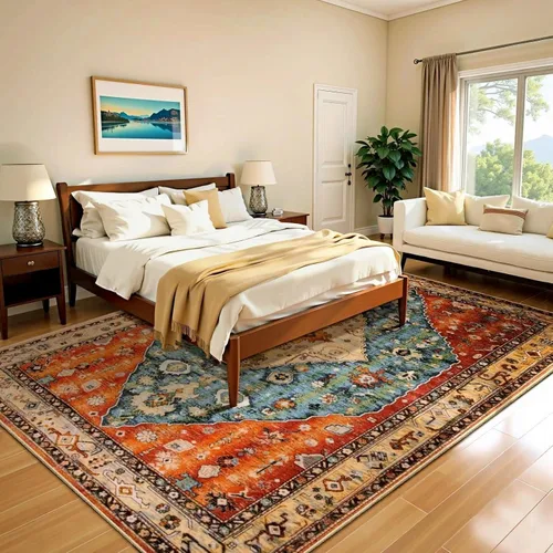 Vista 395 de SERISSA - Tapetes florales vintage, antideslizante, lavable, pequeño, ultrasuave, bohemio, de pelo bajo, para entrada, interiores, habitación