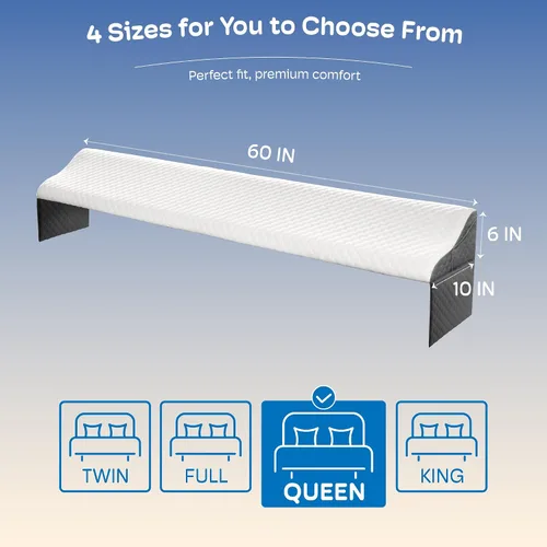 Vista 5 de Almohada de cuña tamaño Queen para relleno de huecos de cama, almohada de cuña de cama para espacio de cabecera (0-8 pulgadas), relleno ergonómico
