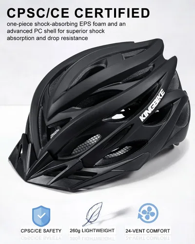 Vista 2 de KINGBIKE - Casco de bicicleta para adultos, hombres, mujeres y jóvenes, para ciclismo en carretera y montaña, con luz recargable por USB