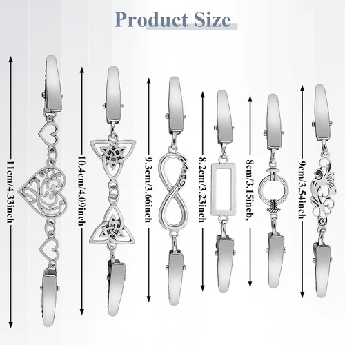 Vista 2 de 6 Pcs Vintage Sweater Clips Shirt Dress Cinch Clip Retro Cardigan Collar Chain Clips Brooch Pins for Women Clothing