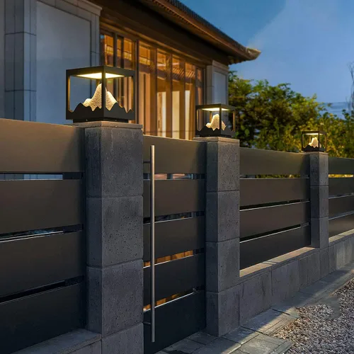 Vista 3 de Luces de poste impermeables para exteriores, lámpara de poste de patio, lámpara de poste de patio, lámpara de poste de jardín, cubierta de valla