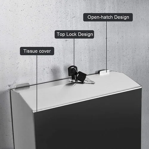 Vista 3 de Dispensador de toallas de papel comercial montado en la pared, dispensador de toallas de mano de baño de acero inoxidable cepillado con diseño