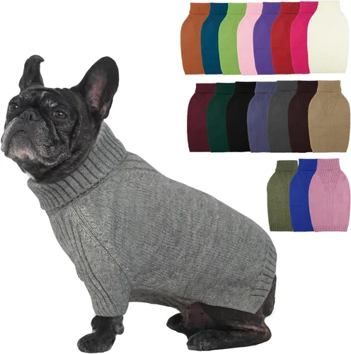 Vista 63 de IECOii Suéter de perro salchicha de cuello alto para perros pequeños, medianos y hembras, elástico y transpirable, abrigo de punto cálido, para Negro