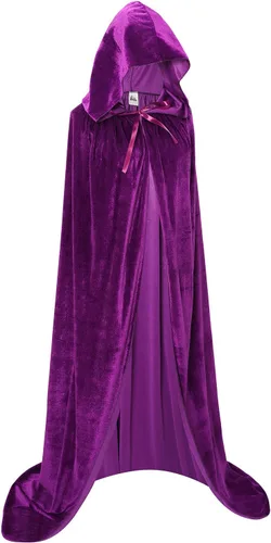 Vista 2 de Capa de terciopelo larga unisex con capucha para disfraz de Halloween, Navidad, cosplay