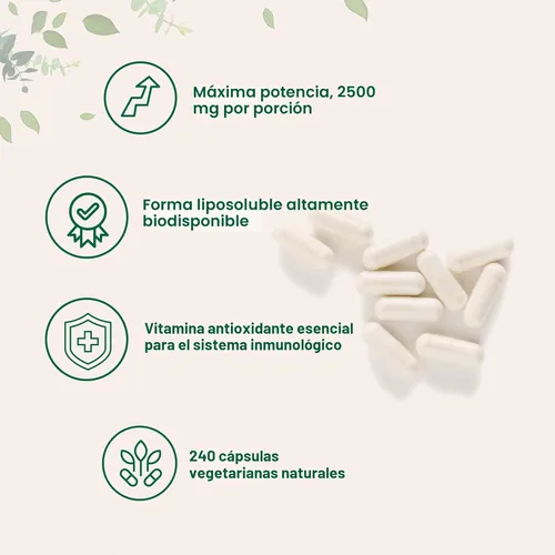 Vista 3 de Vitamina C liposomal 2,500 mg, 240 cápsulas vegetales Forma liposomal altamente biodisponible y soluble en grasa Suplemento de apoyo