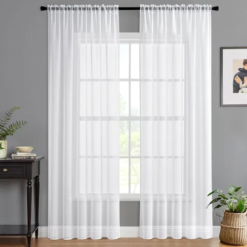 Vista 10 de MIULEE Cortinas semitransparentes 24 pulgadas de largo 2 paneles para ventana de cocina sobre el fregadero, cortinas cortas pequeñas de café