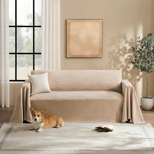 Vista 18 de Funda de sofá modular para perros, lavable para sofá de 2 cojines, funda de felpilla para sofá seccional, protector de muebles multiusos para niños
