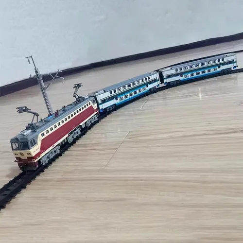 Vista 9 de Juego de tren eléctrico, locomotora de vapor eléctrica de aleación SS7C con vagones de pasajeros y pista larga, modelo realista con luces, sonidos