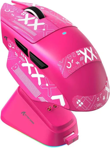 Vista 15 de ATTACK SHARK V6 - Mouse inalámbrico para juegos con base de carga RGB, sensor PAW3311 de 25 K DPI y tres modos de sondeo de 1 K, batería de 500 mAh