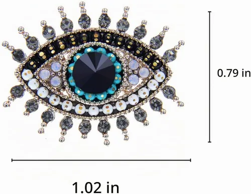 Vista 3 de Broche de ojo malvado de la suerte, perlas de agua dulce y cristal, pin de solapa vintage para boda, fiesta, graduación, broche multiusos