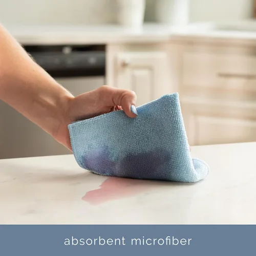 Vista 2 de S&T INC. Paquete de 50 paños de limpieza de microfibra, toallas de microfibra a granel para el hogar, toallas de tela reutilizables y sin pelusa