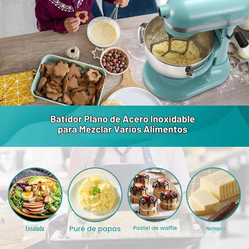 Vista 4 de Batidor plano de acero inoxidable para mezclador KitchenAid de 5 a 6