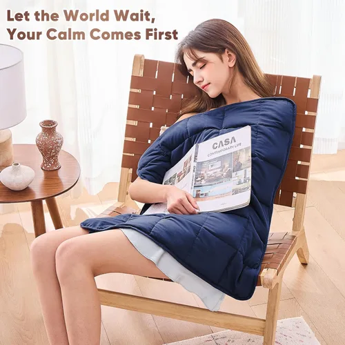 Vista 2 de BETU - Manta de regazo con peso para adultos, 5 libras, 24 x 29 pulgadas, decorativa, refrescante, manta de viaje portátil, pequeña y suave, regalo