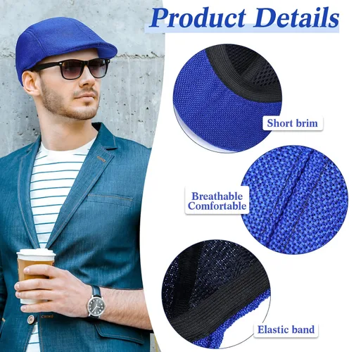 Vista 3 de Eurzom 11 piezas de gorra plana para hombre, sombreros irlandeses de periódicos para hombres, gorra de caza de taxista, tejido de algodón similar al