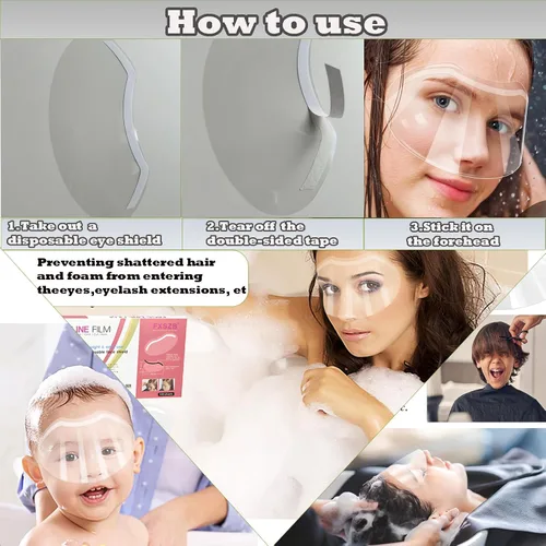 Vista 4 de 100 piezas de protector facial y ocular para ducha después de la cirugía, protector ocular transparente desechable de plástico para ducha, protector