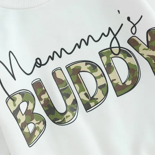 Vista 4 de Meiweileya Conjunto de sudadera de manga larga con letras divertidas para bebés, niñas y niños pequeños