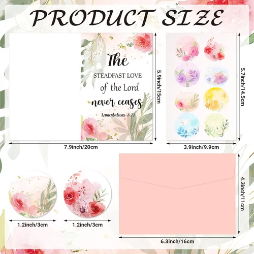 Vista 3 de Containlol 24 Piezas Tarjetas de Felicitación Cristianas Inspiradoras con Aliento de las Escrituras Tarjeta Floral de Versículos Bíblicos con Sobres