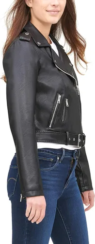 Vista 4 de Levis - Chaqueta de motociclista de piel con cinturón para mujer tallas estándar y extragrandes