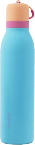 Vista 27 de Botella de agua aislada con tapa Twist de acero inoxidable Owala FreeSip con pajita para deportes y viajes, sin BPA, 24 onzas, Angel Food Cake
