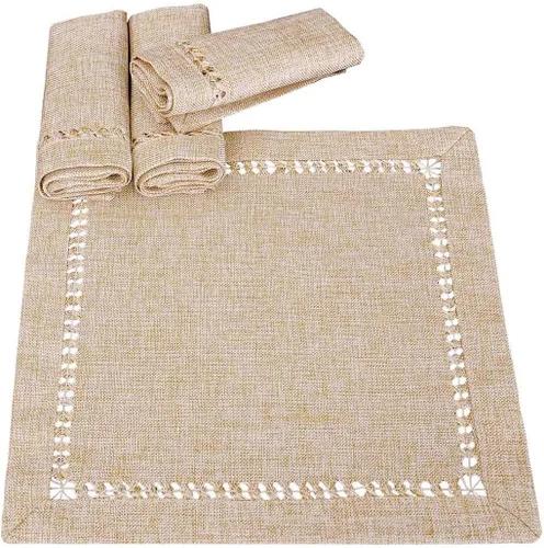 Vista 12 de Grelucgo - Camino de mesa o bufanda para aparador con dobladillo hecho a mano, color beige, rectangular de 14 por 36 pulgadas