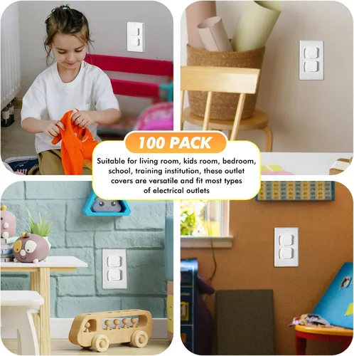 Vista 6 de Thyle Juego de 100 fundas protectoras para enchufes a granel a prueba de bebés para niños y bebés, enchufe de 3 clavijas, fácil de instalar