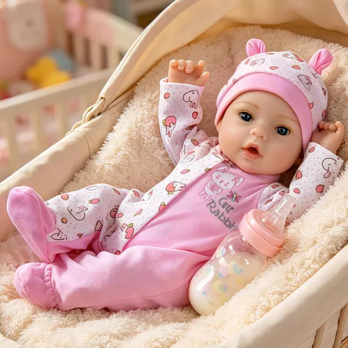 Vista 11 de Aori Reborn Baby Dolls Boy - Muñeca realista de bebé recién nacido de 18'' con juego de alimentación azul y certificado de nacimiento - Cuerpo