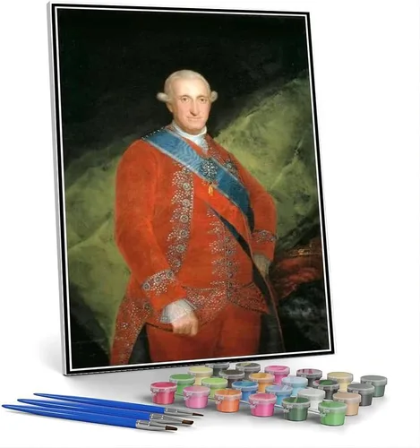 Vista 4 de Kits de pintura por números para adultos y niños maría Luisa de Parma usando alforjas Pintura por Francisco Goya DIY Pintura al óleo por números