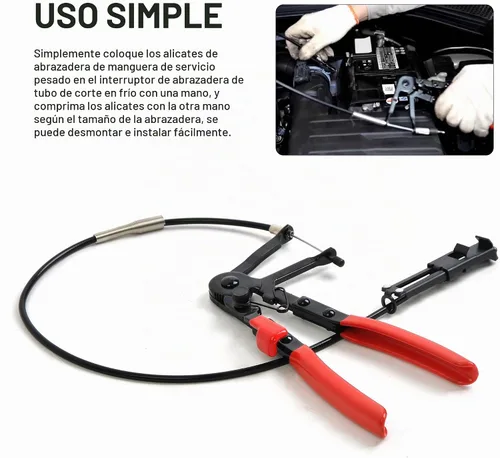 Vista 2 de Alicates de abrazadera de manguera flexible de 24" con herramienta de bloqueo para combustible, aceite y agua de 2 pies de largo alcance