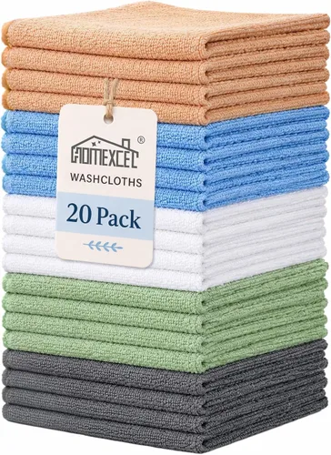 Vista 8 de HOMEXCEL Paquete de 20 paños blancos, suaves y reutilizables